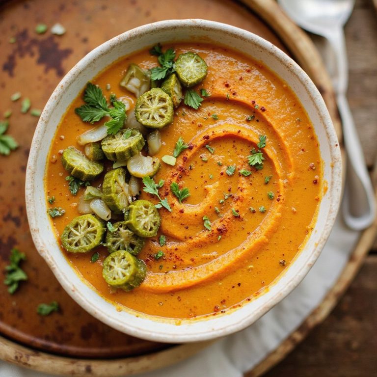Hearty Okra Soup With Carrot Purée Base