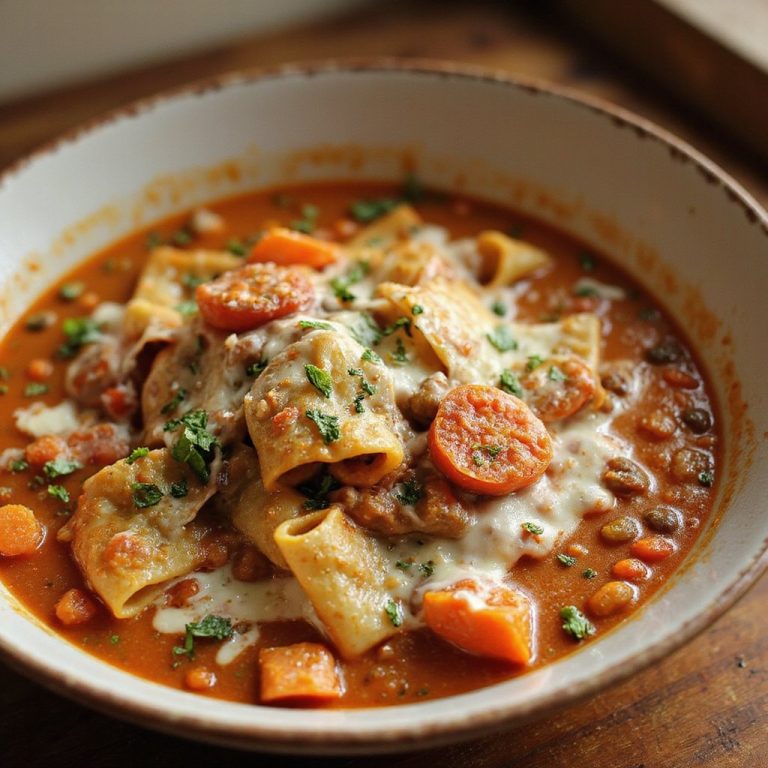 Lentil Lasagna Soup With Roasted Garlic Cream
