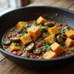 butternut okra lentils stew