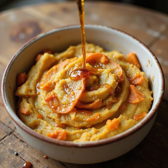 carrot infused chili honey potatoes