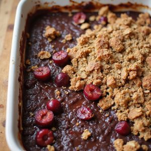 chocolate cherry pudding crumble