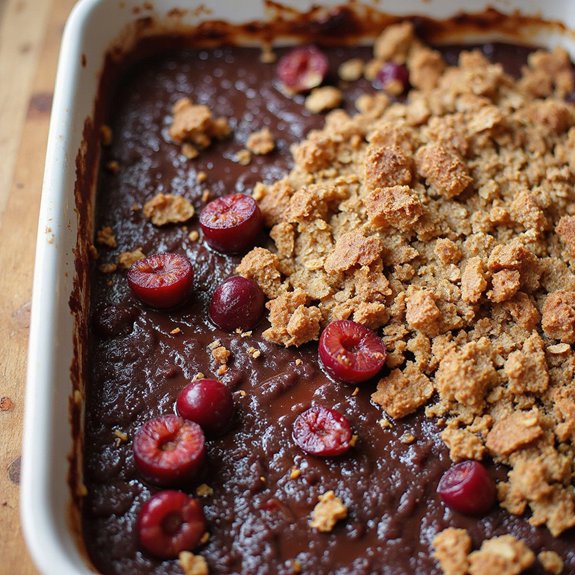 chocolate cherry pudding crumble