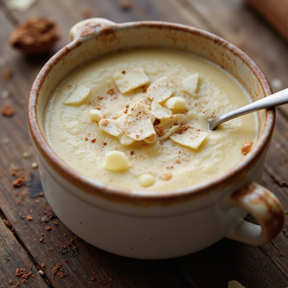 cinnamon custard with white chocolate