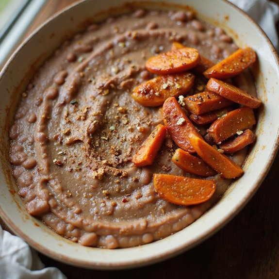 cinnamon spiced carrot refried beans