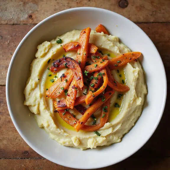 creamy potatoes charred carrots