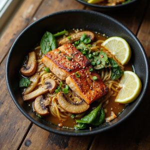 flavorful spicy salmon noodles