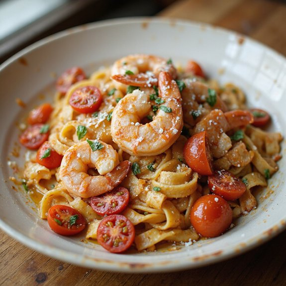 grilled shrimp pasta dish
