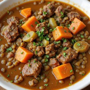 hearty beef lentil soup