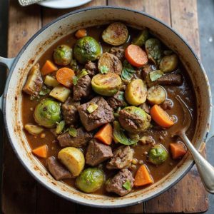 hearty stew with brussels