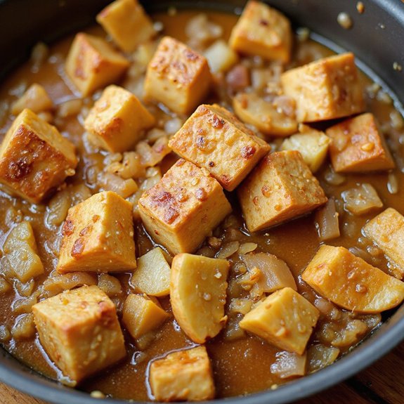 maple dijon tempeh apple stew