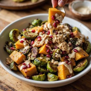 maple tahini roasted vegetable bowl