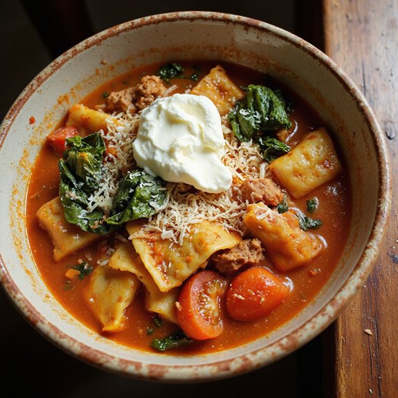 pumpkin tomato lasagna soup