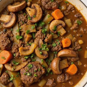 savory beef and mushrooms