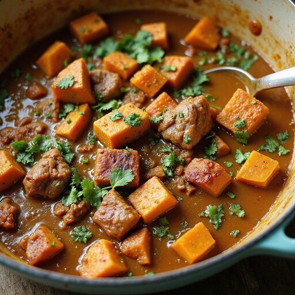 savory pork with sweet potatoes