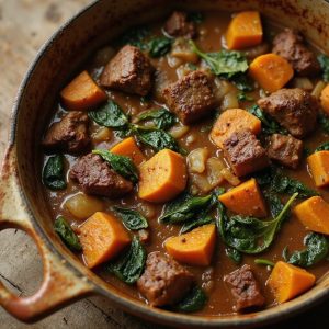 savory stew with spinach