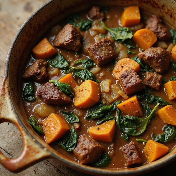 savory stew with spinach