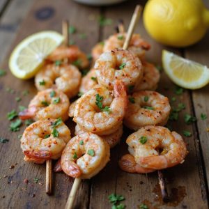 shrimp cooked on skewers