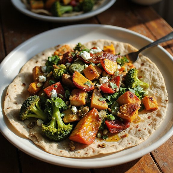 spiced pumpkin veggie wraps
