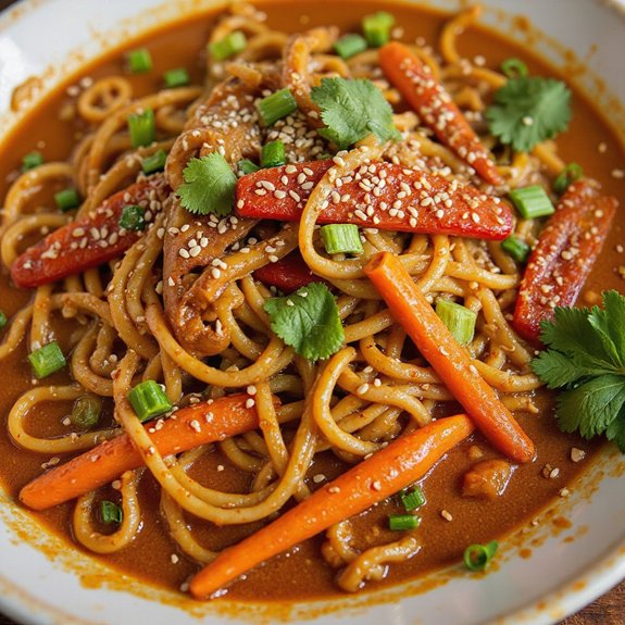 spicy peanut flavored ramen dish