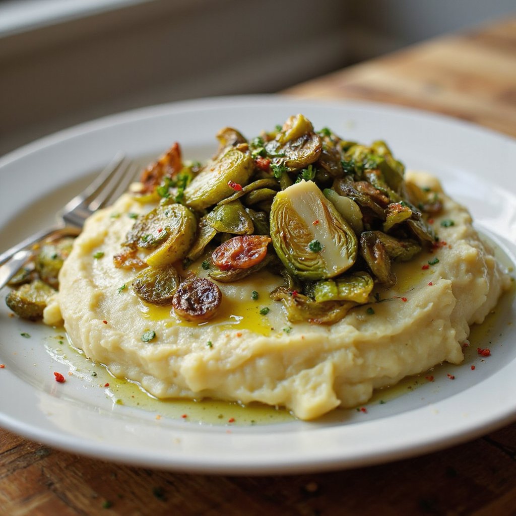 Mashed Potatoes With Pickled Brussels Crunch