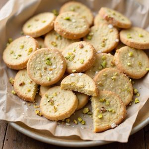 brown butter pistachio shortbread cookies