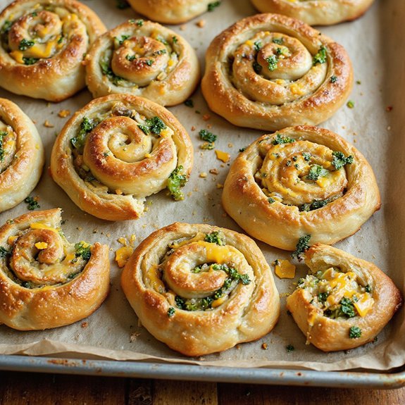 cheesy broccoli pastry pinwheels