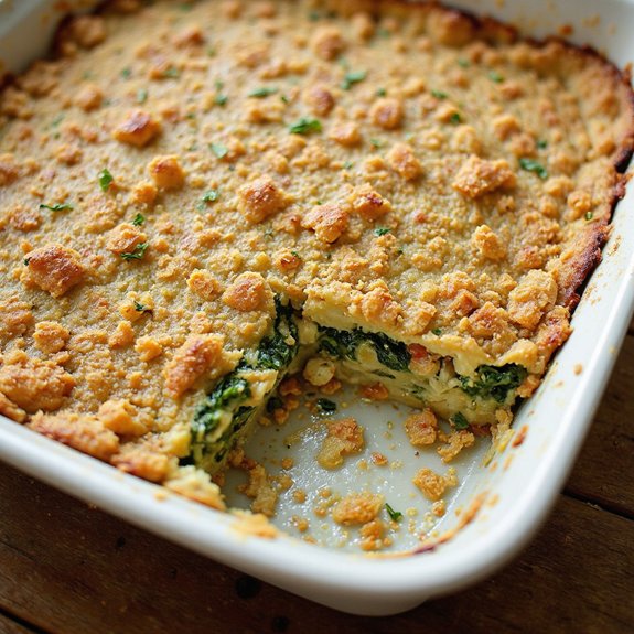 cheesy quinoa spinach baked casserole