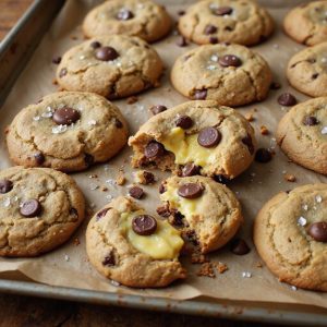 chewy chocolate chip custard filled