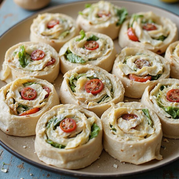 chicken caesar salad pinwheels
