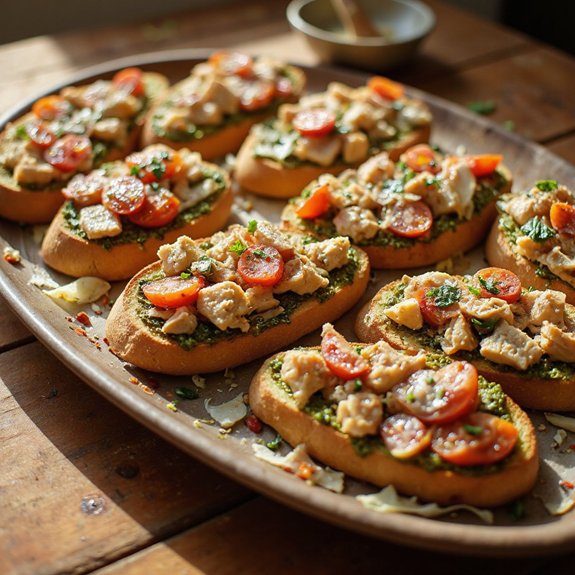 chicken pesto tomato bruschetta