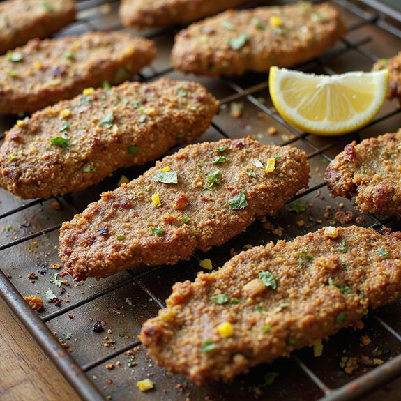 chickpea quinoa crusted steak strips
