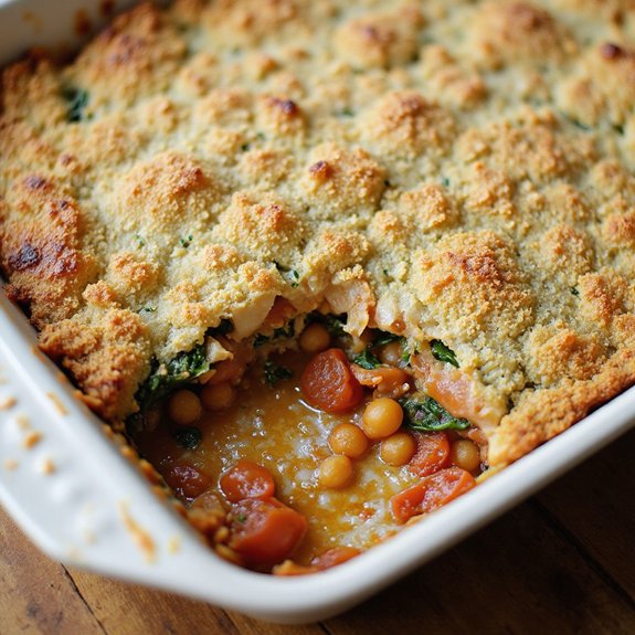 chickpea spinach tomato casserole