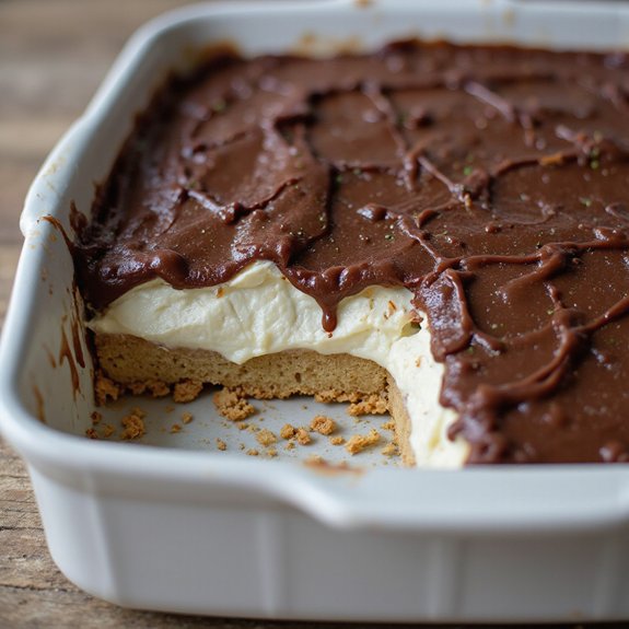 chocolate filled pastry layered cake