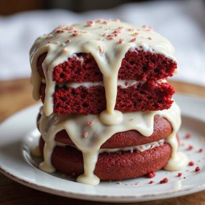 classic red velvet cake with vanilla