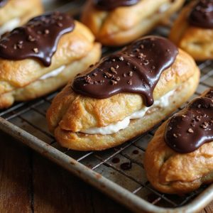 coffee flavored choux pastry eclairs