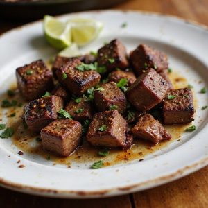coffee rubbed grilled steak bites