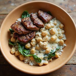 creamed spinach chickpea steak