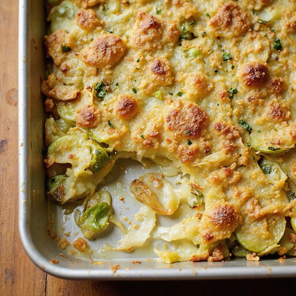 creamy brussels sprouts potato gratin