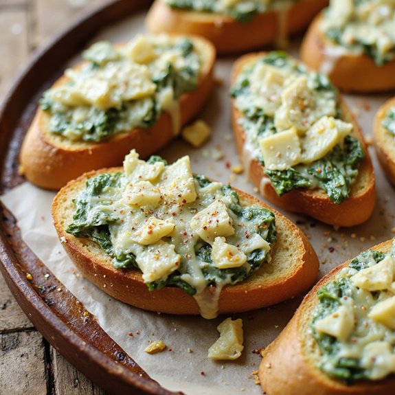 creamy spinach artichoke bruschetta