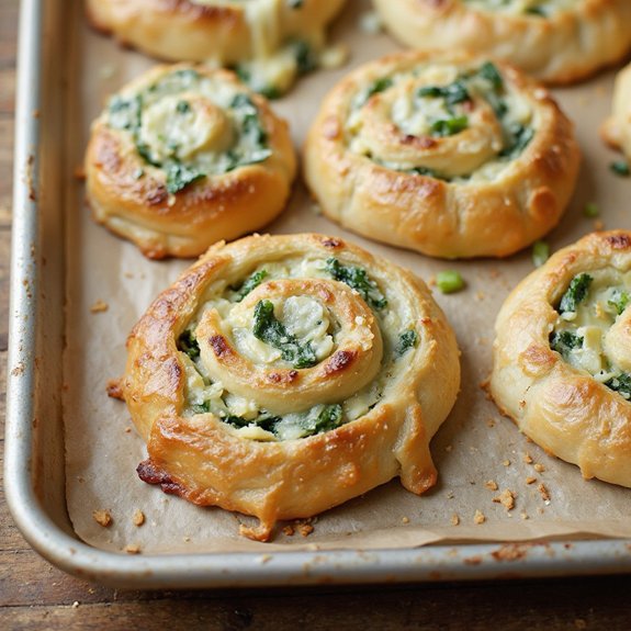 creamy spinach artichoke pinwheels
