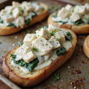 creamy spinach chicken bruschetta