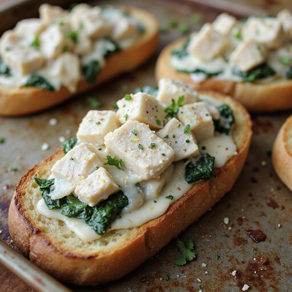 creamy spinach chicken bruschetta