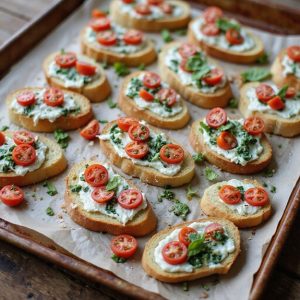 creamy spinach ricotta bruschetta