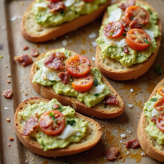 crispy bacon avocado tomato bruschetta
