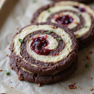 dark chocolate raspberry swirl cookies