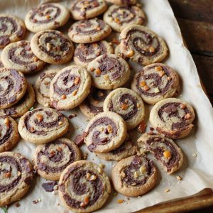 dark chocolate toffee pinwheels