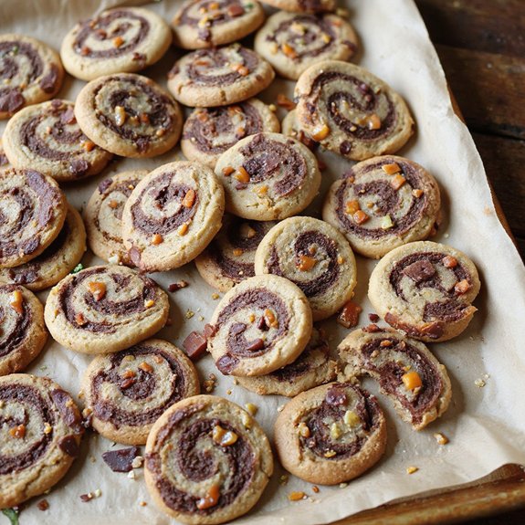 dark chocolate toffee pinwheels