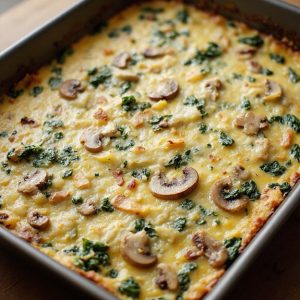egg spinach mushroom casserole