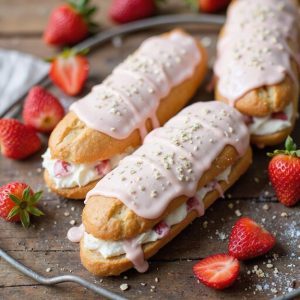 fresh strawberry cream filled pastries
