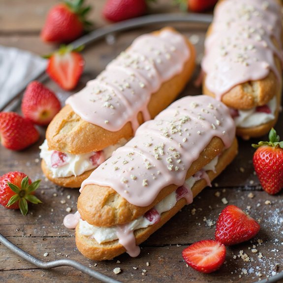 fresh strawberry cream filled pastries